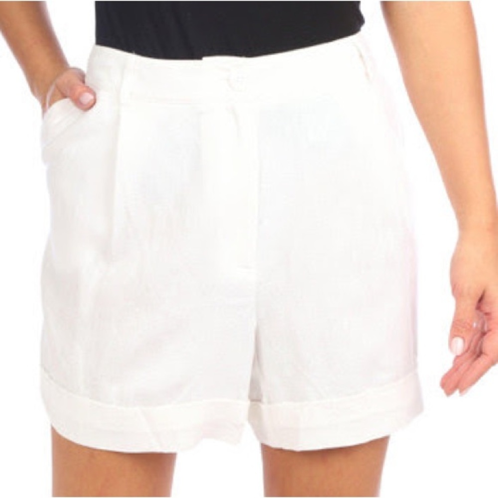 Women's White Shorts Sz 10 Blue Sol Linen Blend NWT
